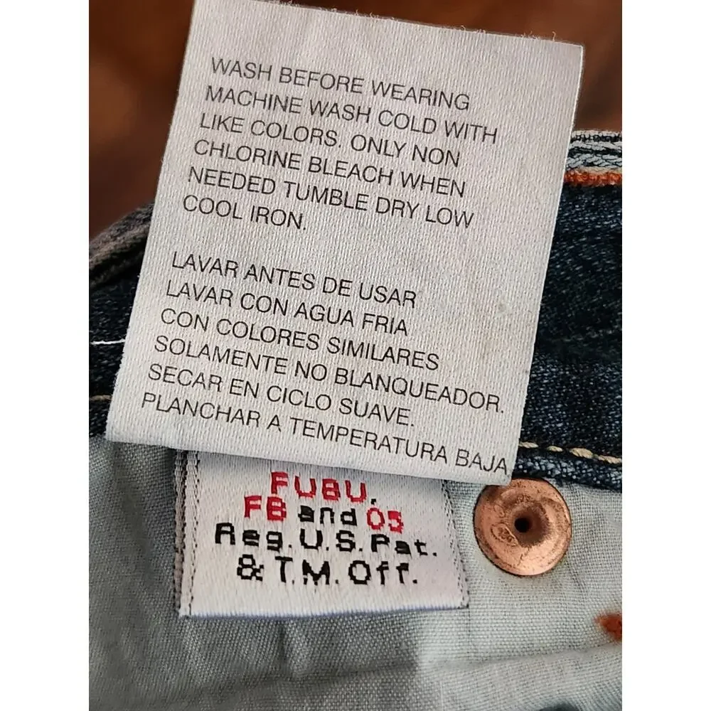 Fubu capri denim Juniors/ladies Sz 7/8 cuffed medium wash mid-rise - Picture 8 of 12